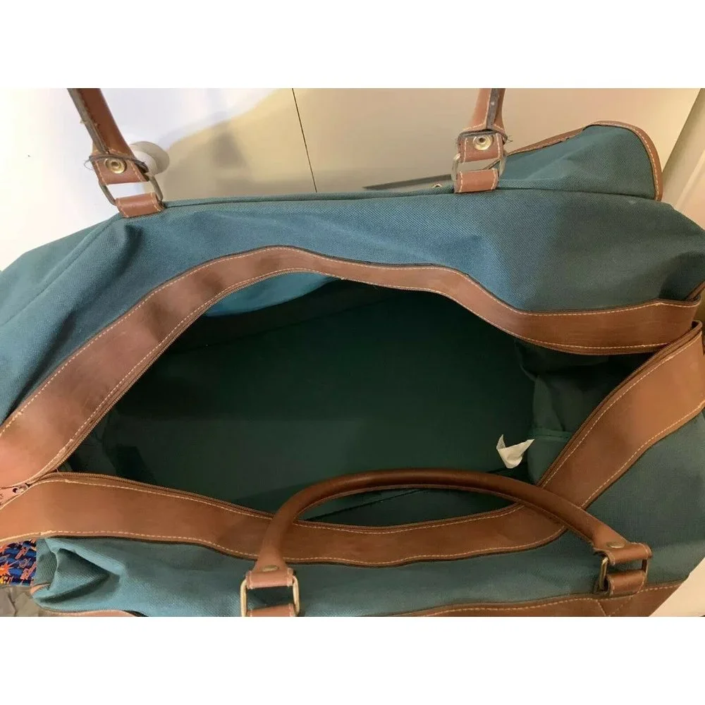 VTG Polo‎ Ralph Lauren Green Brown Duffle Bag Luggage Overnight Missing S…